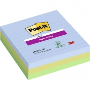 Post-it Super Sticky Notes linjerede 101mmx101mm 70ark/blk 3blk/pak Oasis farvekollektion