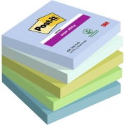 Post-it Super Sticky Notes 76mmx76mm 90ark/blk 5blk/pak Oasis farvekollektion