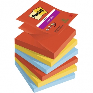 Post-it Super Sticky Z-Notes 76mmx76mm 90ark/blk 6blk/pak Playful farvekollektion