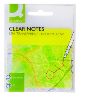 Q-connect semitransparente notes 76x76mm neongul 